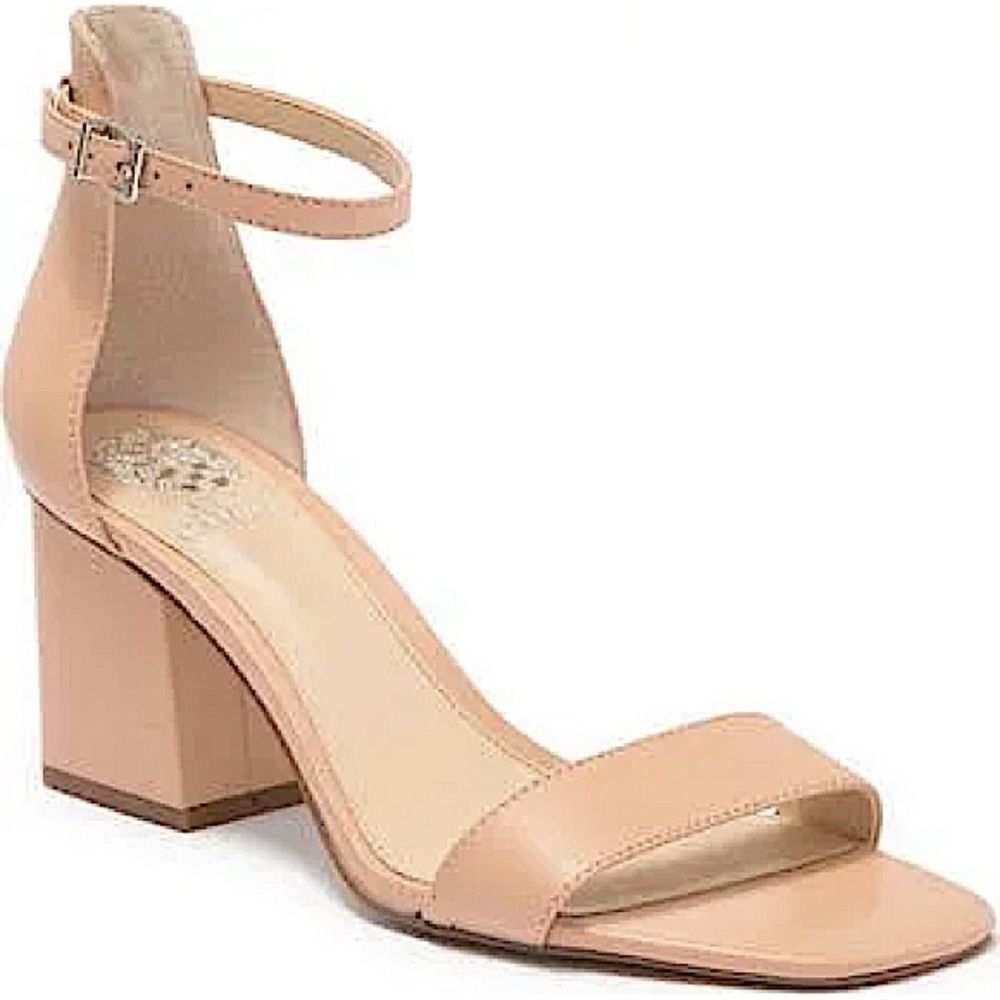 Vince Camuto Cream Leather Block Heel Margry Sandal Size 7.5